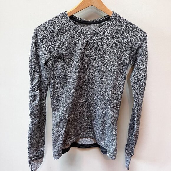 Lululemon Runderful Long Sleeve Reconnect Jacquard Running Luon White Black - Sz - Picture 1 of 6